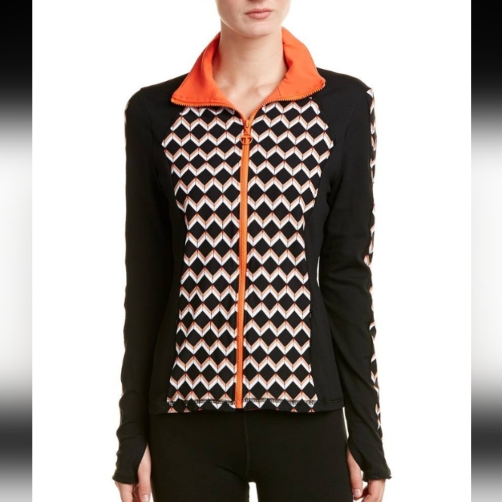 Trina‎ Turk Recreation Long Sleeve Zip Front Active Jacket Black S